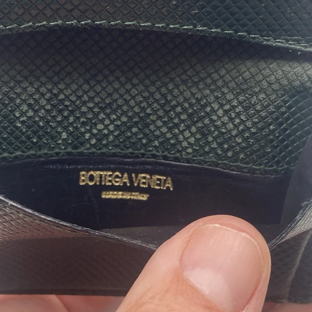 BOTTEGA‎ VENETA Green Intrecciato Leather Mens Bifold Wallet Italy Card SEE PICS